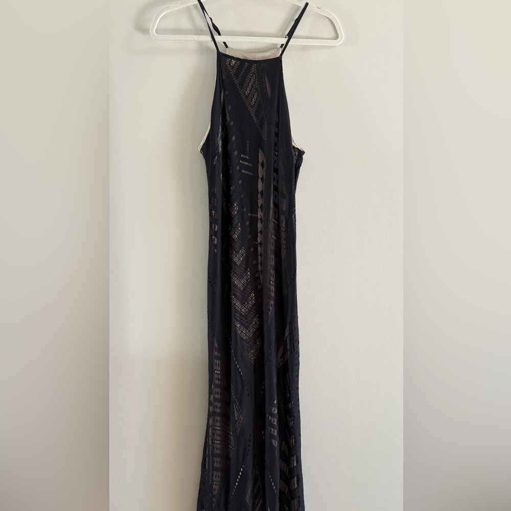 A'gaci Black Spaghetti Strap Sheath Maxi Dress